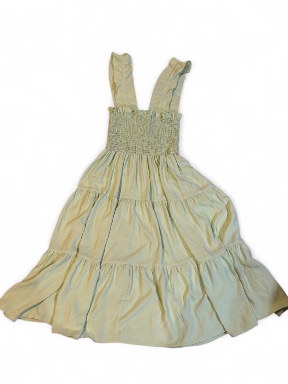 Amanda Uprichard Light Green Tiered Ruffle Strap Dress